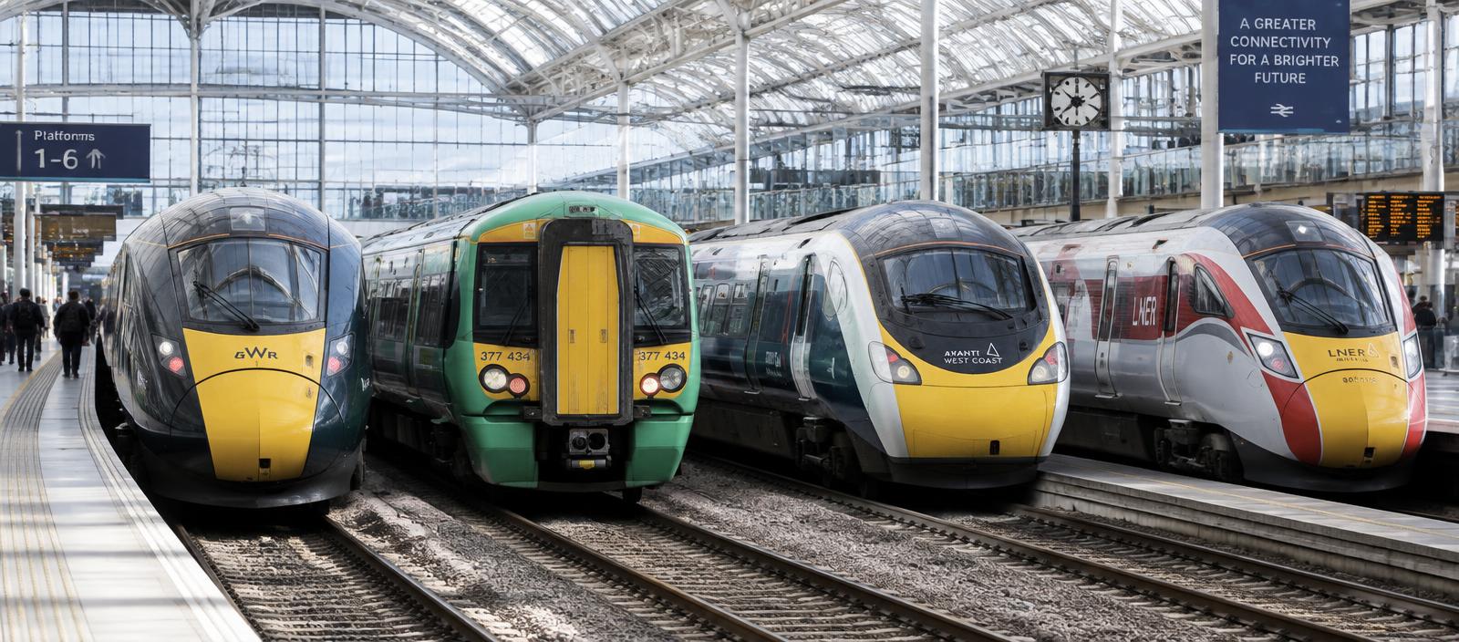 UK trains at a station terminus